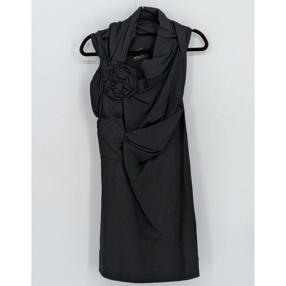 AllSaints Spitalfields $325 Sz 10 Clarita Black Linen Blend Rosette Mini Dress